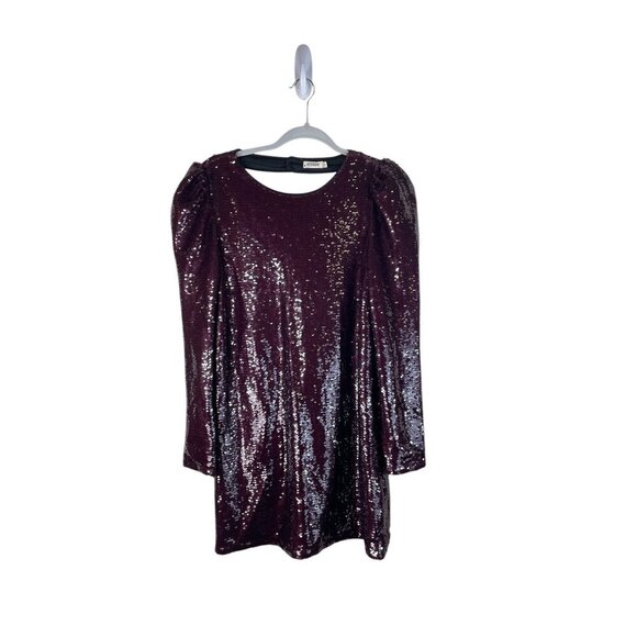 Essue Long Sleeve Open Back Sequin Mini Dress New Years Holiday Party S - Picture 1 of 9